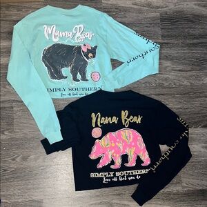 Simply Southern Mama Bear and Nana Bear Long Sleeve Tees - Teal and Navy